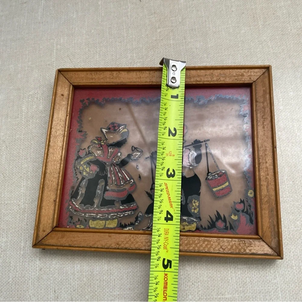 Dutch Kids No. 420 Deltex Products Co. VTG  Picture Hanging Painted‎ Glass Front
